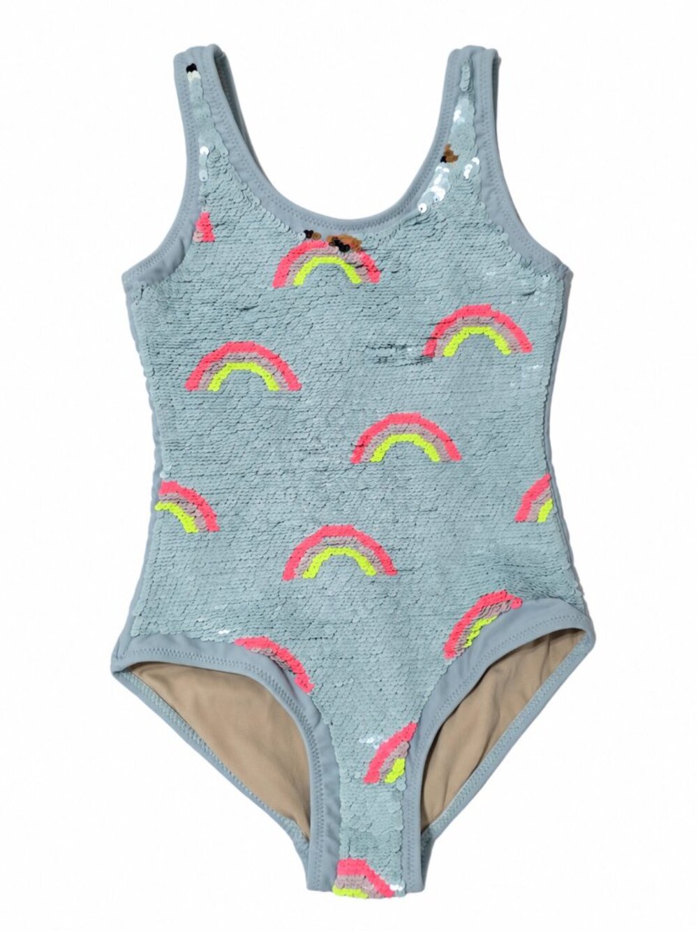 Shade & Shore Palm Beach Girls Sequin Rainbow One Piece Swimsuit Size 6